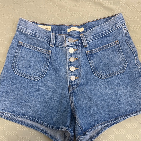 Levi's Pants - Levi's High-Waist Blue Denim Button-Fly Shorts